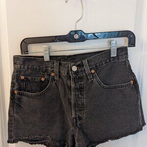 Black Denim Levis 501 Jean Cutoff Short Shorts, Size W26